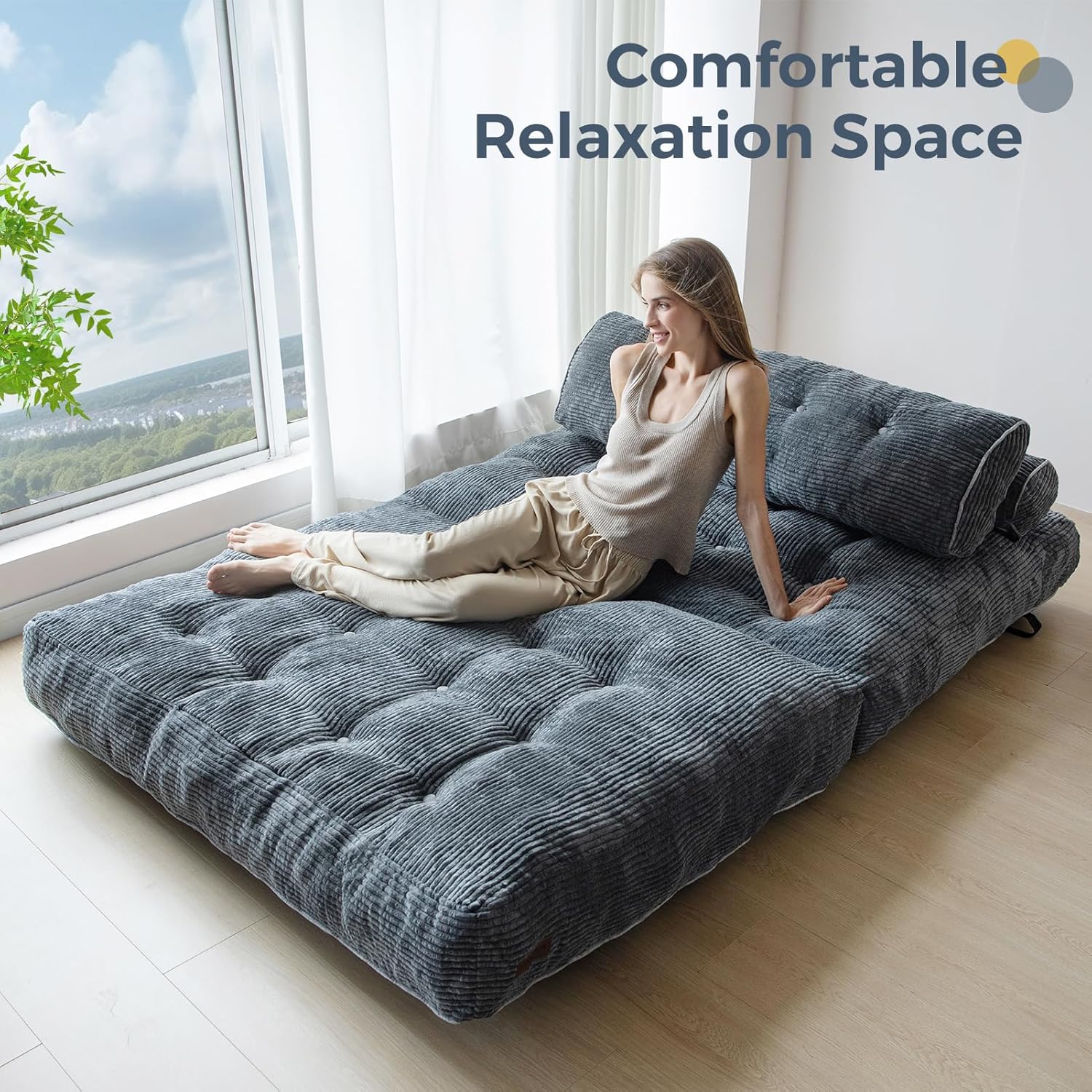 MAXYOYO Folding Sofa Bed Convertible Sleeper Chair with Pillow