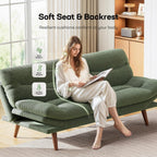 Marsail Futon Sofa Bed Convertible Corduroy Loveseat with Adjustable Backrest