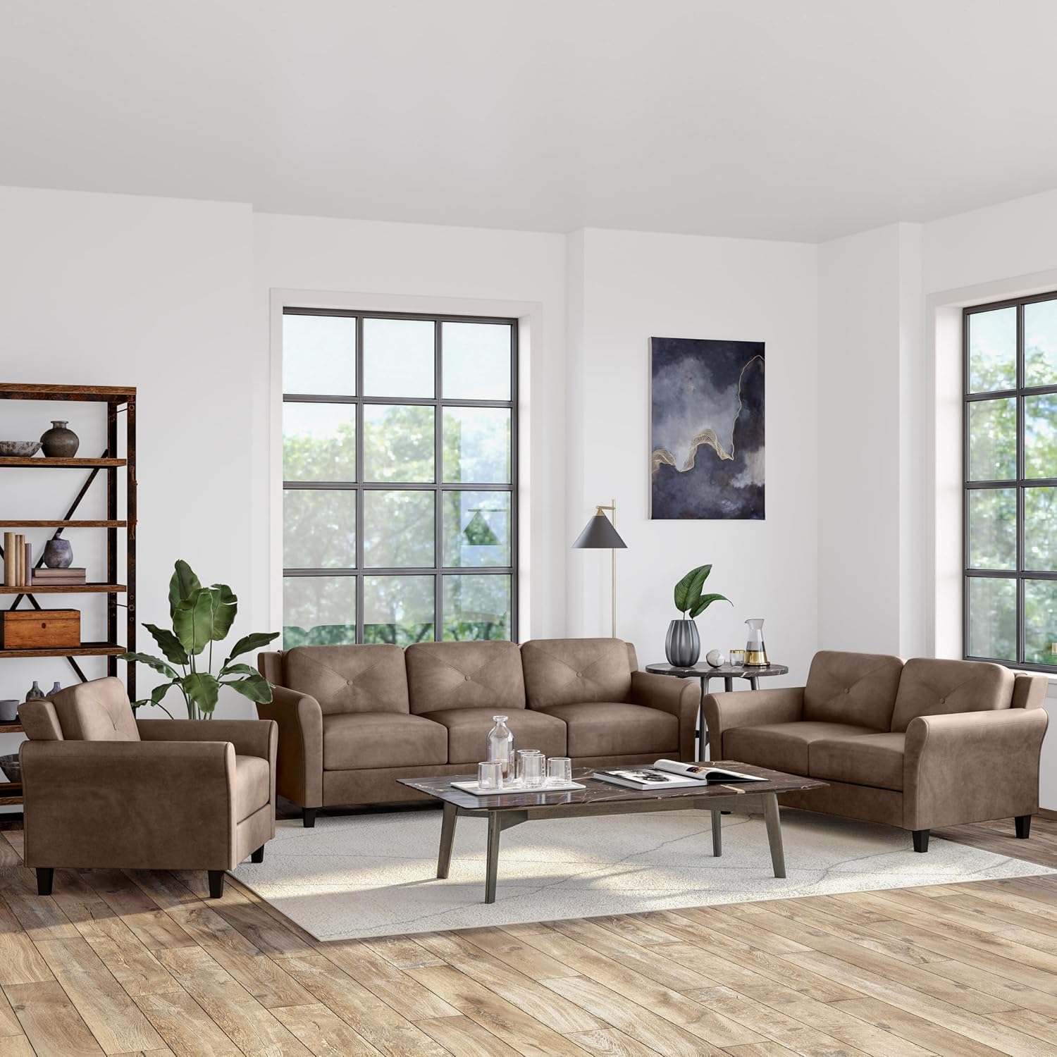 Lifestyle Harrington Sofa Upholstered Microfiber Fabric Curved Arm Couch