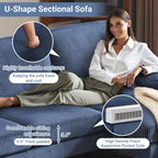 VINGLI 110 Sectional Couch U Shaped Sofa Set with Double Chaise Chenille Fabric