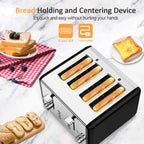whall Digital Touch Screen Toaster 4 Slice Stainless Steel Dual Control Wide Slots