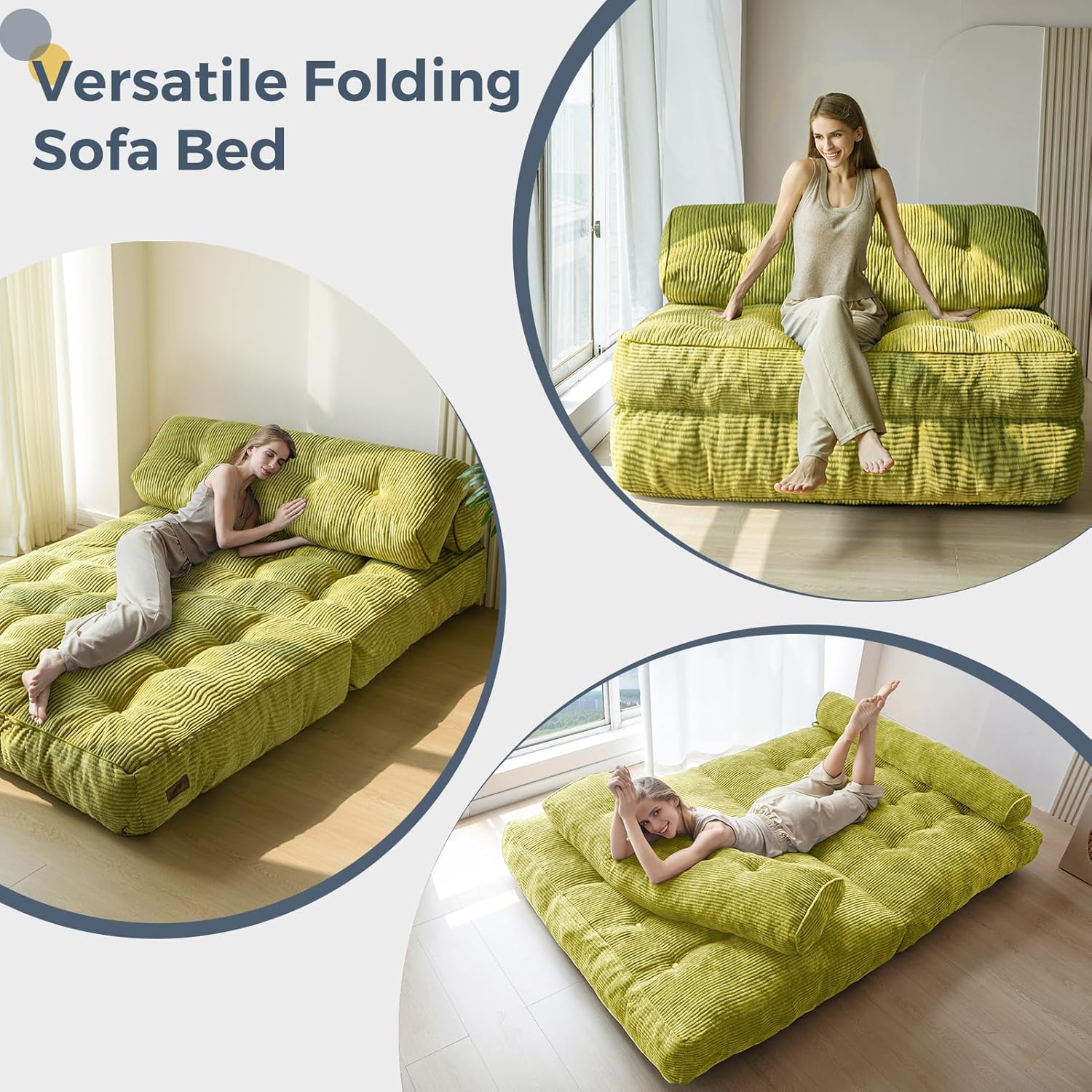 MAXYOYO Folding Sofa Bed Convertible Sleeper Chair with Pillow