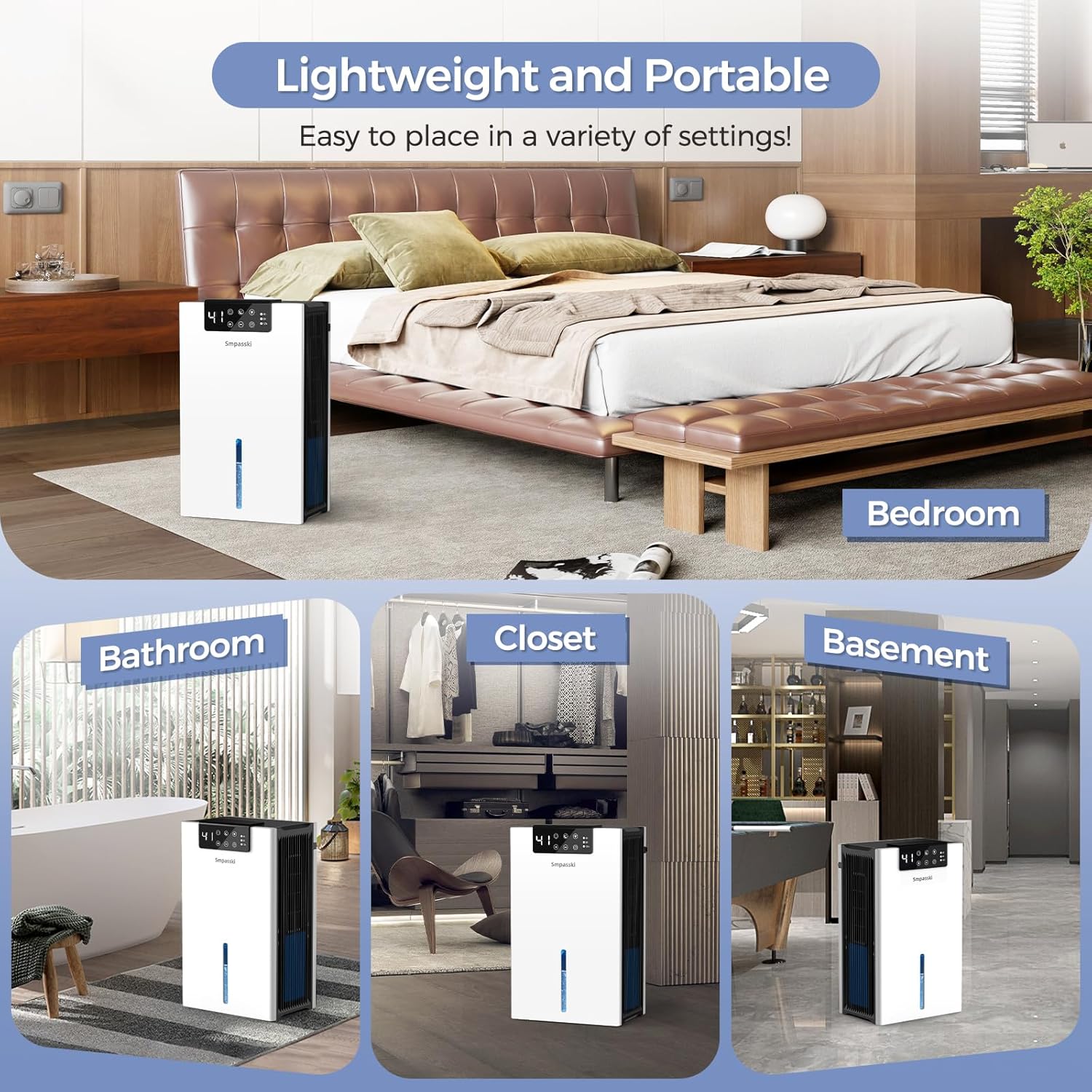 KeepGlad 1000sqft Dehumidifier for Home Basement Bedroom Auto Shut Off Washable Filter