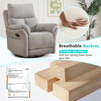 ANJ Swivel Rocker Recliner Chair Manual Fabric Small Space