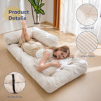 MAXYOYO L Shaped Folding Sofa Bed Convertible Sleeper with Pillow Armrest