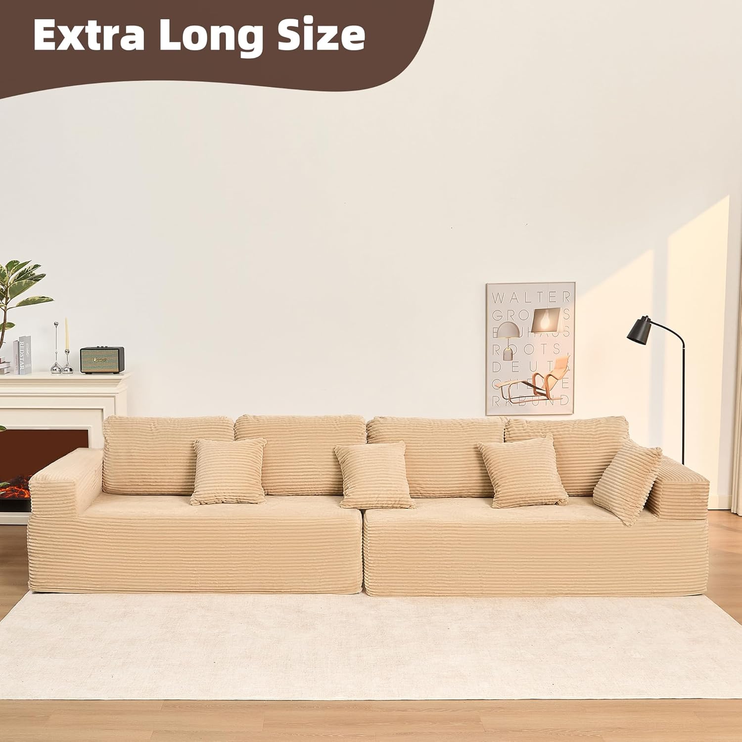 Afuson Boneless Sectional Sofa L Shape Deep Seat Cloud Couch Living Room