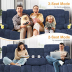 Dresegmt Loveseat Recliner Sofa 3 Seat Flip Backrest with Storage USB Cup Holders