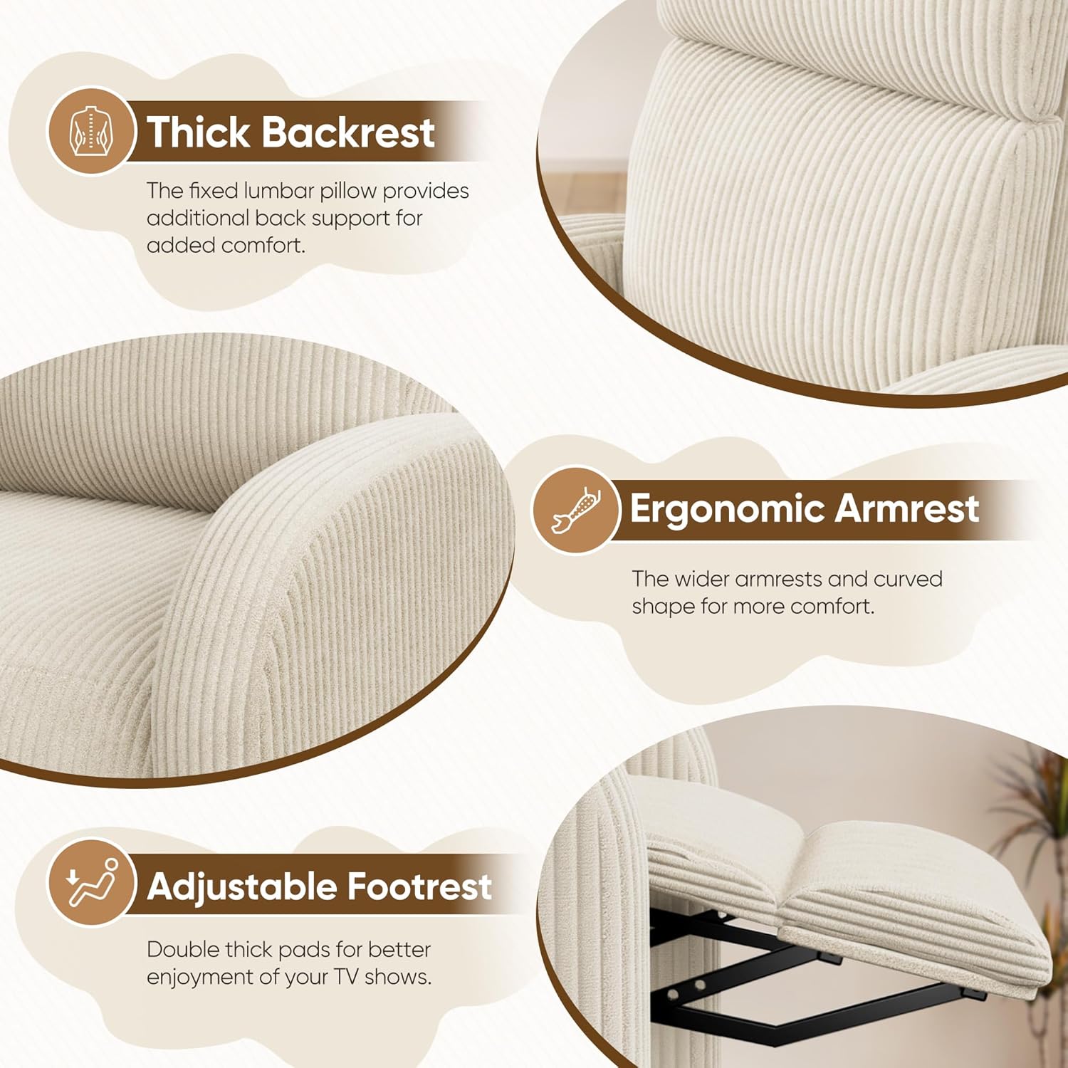 Homall Modern Recliner Chair PU Leather Padded Seat Single Sofa Home Theater