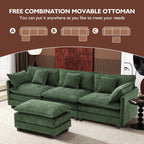 Ihanherry U Shaped Modular Cloud Sofa 5 Seat Chenille Sectional with Ottoman