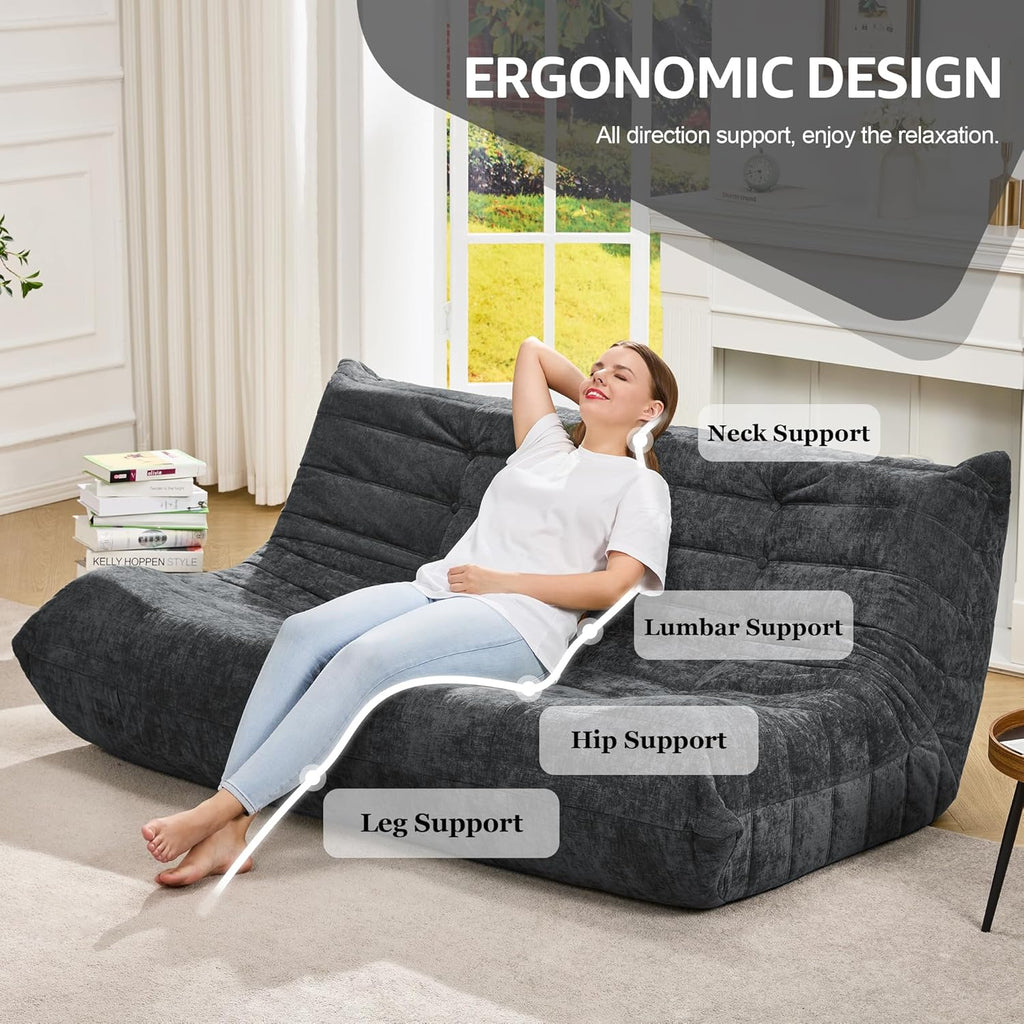 Hobestluk Giant Bean Bag Chair Memory Foam Faux Fur Sofa for Living Room