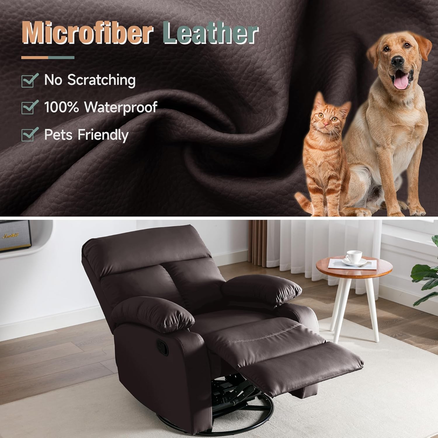 hzlagm Swivel Rocker Recliner Chair Small Space Rocking Recliner