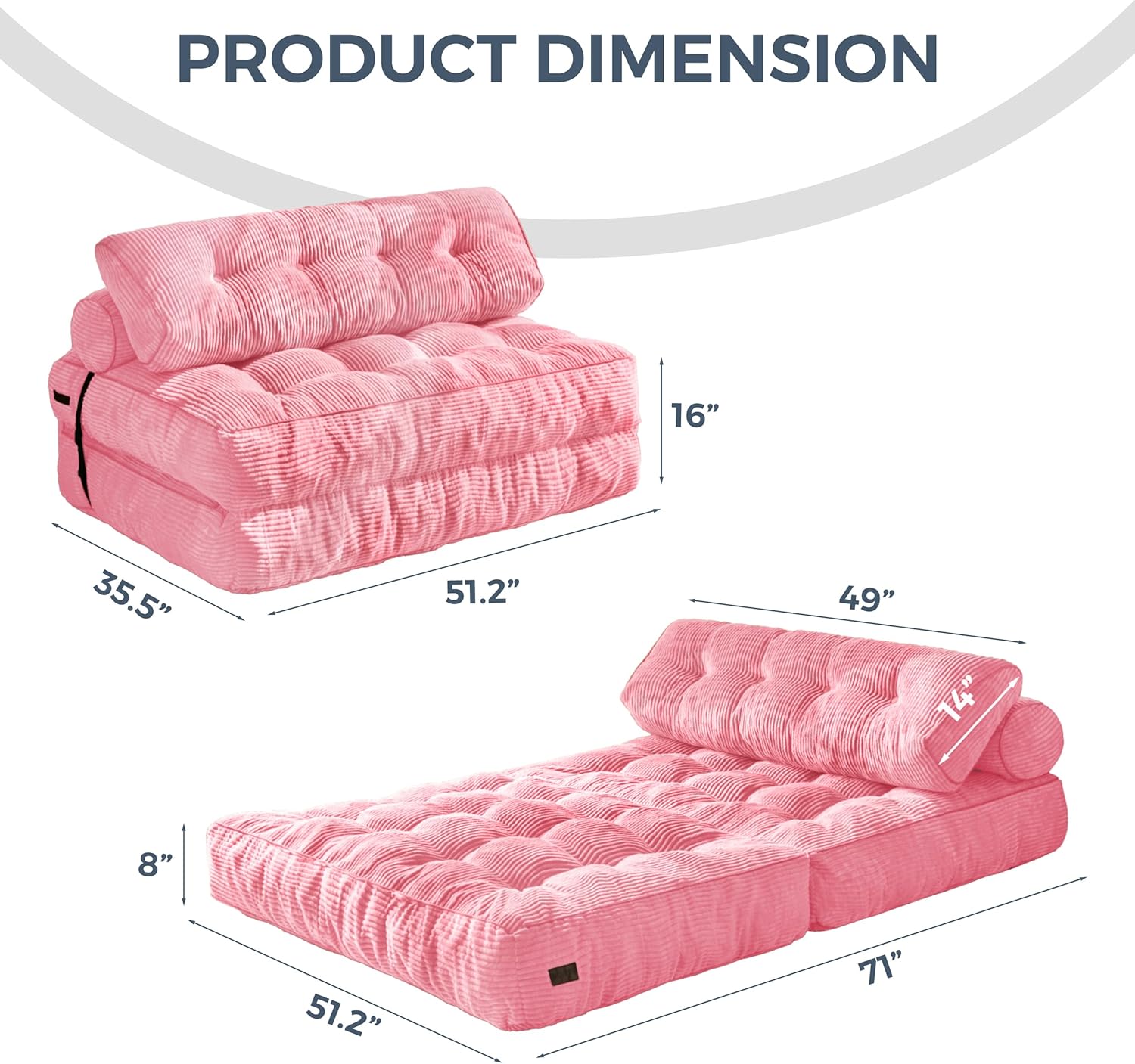MAXYOYO Folding Sofa Bed Convertible Sleeper Chair with Pillow