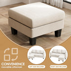 VICTONE Convertible L Shaped Sectional Sofa Couch 3 Seat with Ottoman