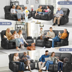 FURNIMAT Loveseat Recliner Sofa 2 Seater PU Leather Couch with USB Cup Holders