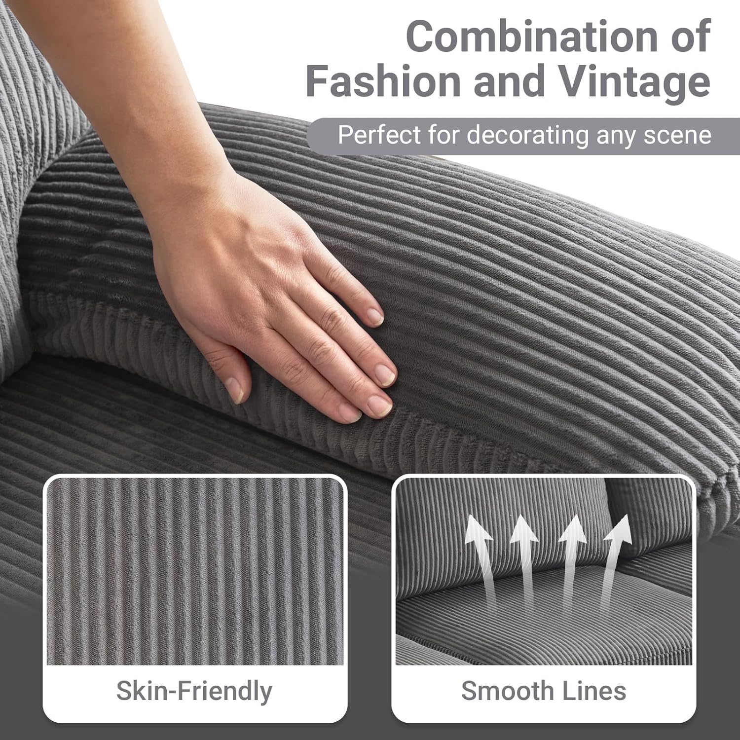 VINGLI 110 Sectional Couch U Shaped Sofa Set with Double Chaise Chenille Fabric