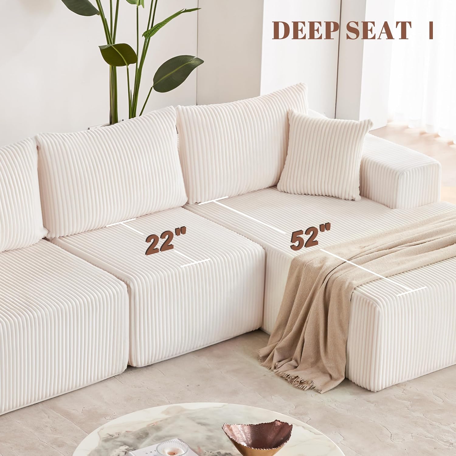 Weture 108" Modular Sectional Sofa Deep Seat Cloud L-Shape Couch with Chaise