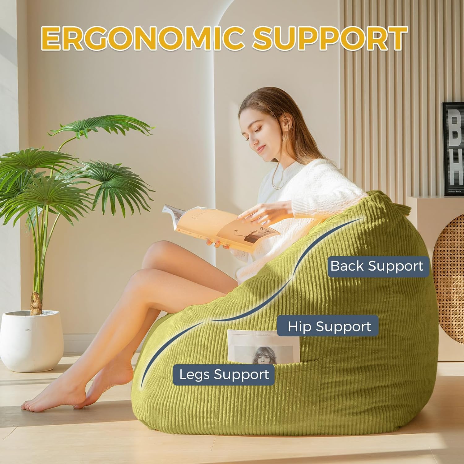 MAXYOYO Bean Bag Chair with Handle and Pocket for Adults Kids Teens