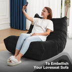 Hobestluk Giant Bean Bag Chair Memory Foam Faux Fur Sofa for Living Room