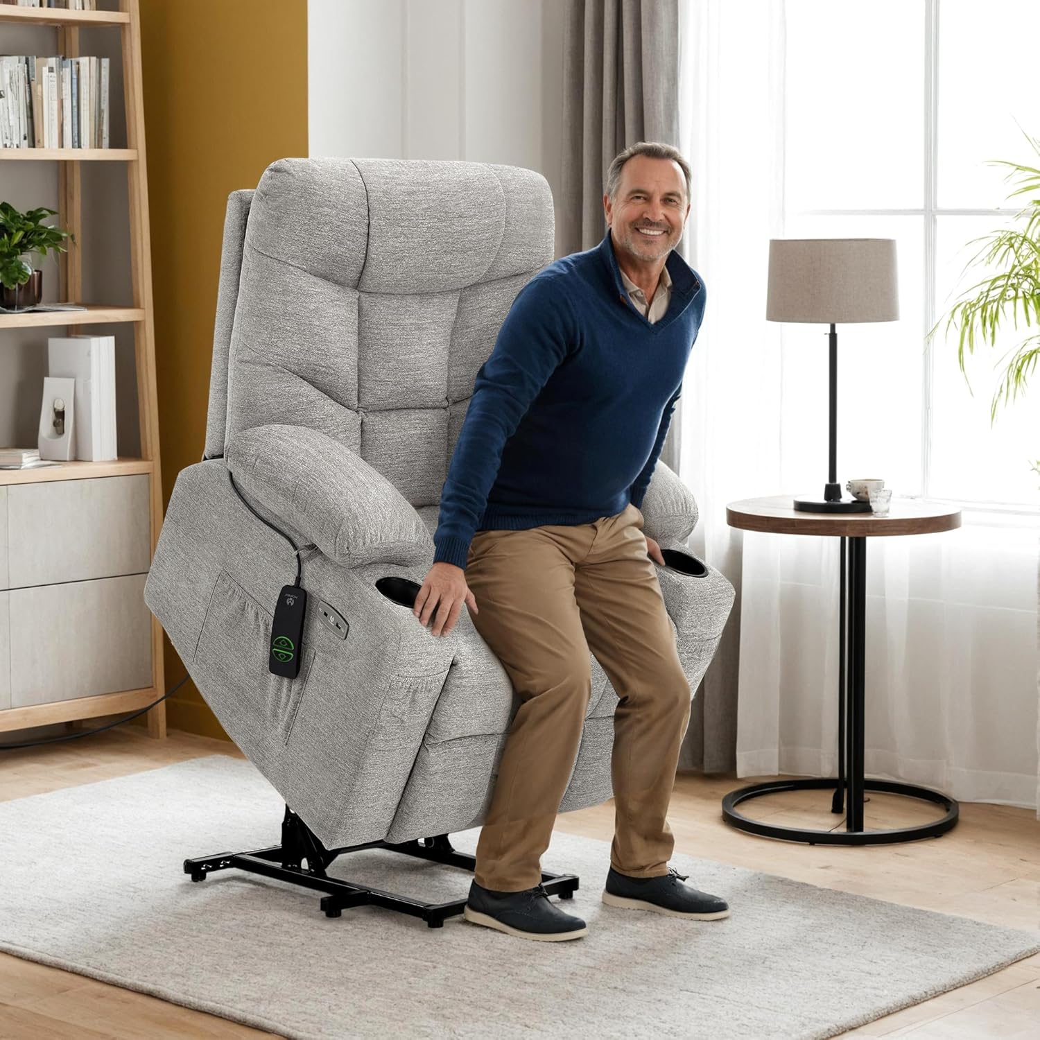 MCombo Power Lift Recliner Chair for Elderly with Extended Footrest Fabric