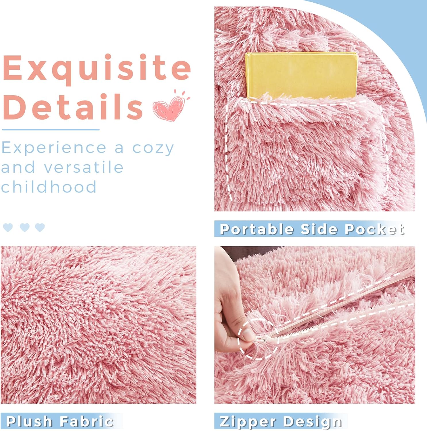 MAXYOYO Convertible Bean Bag Chair Bed for Kids with Foam Filling