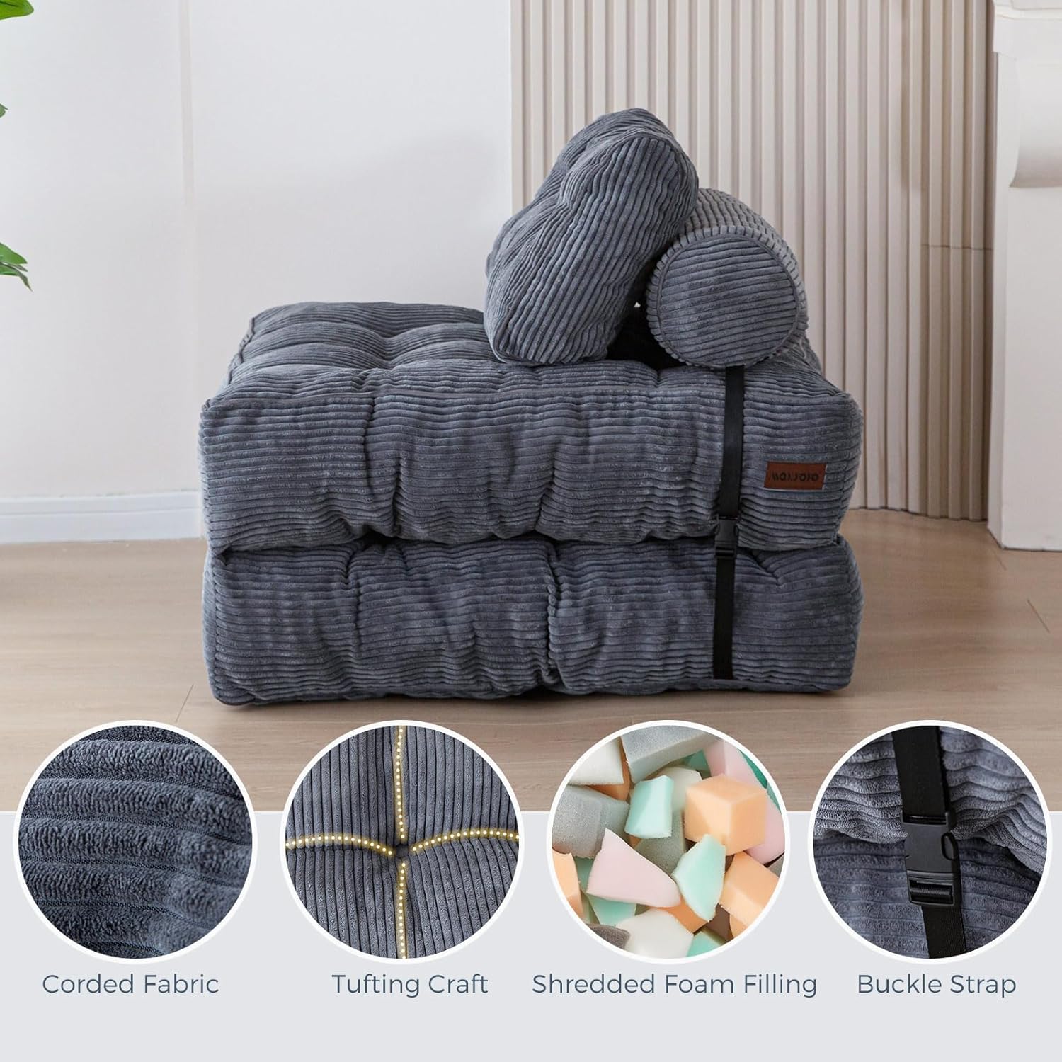 MAXYOYO Folding Sofa Bed Convertible Sleeper Chair with Pillow