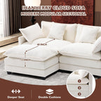 Ihanherry U Shaped Modular Cloud Sofa 5 Seat Chenille Sectional with Ottoman