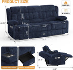 Dresegmt Loveseat Recliner Sofa 3 Seat Flip Backrest with Storage USB Cup Holders