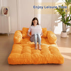 MAXYOYO L Shaped Folding Sofa Bed Convertible Sleeper with Pillow Armrest