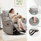 ANJ Swivel Rocker Recliner Chair Manual Fabric Small Space