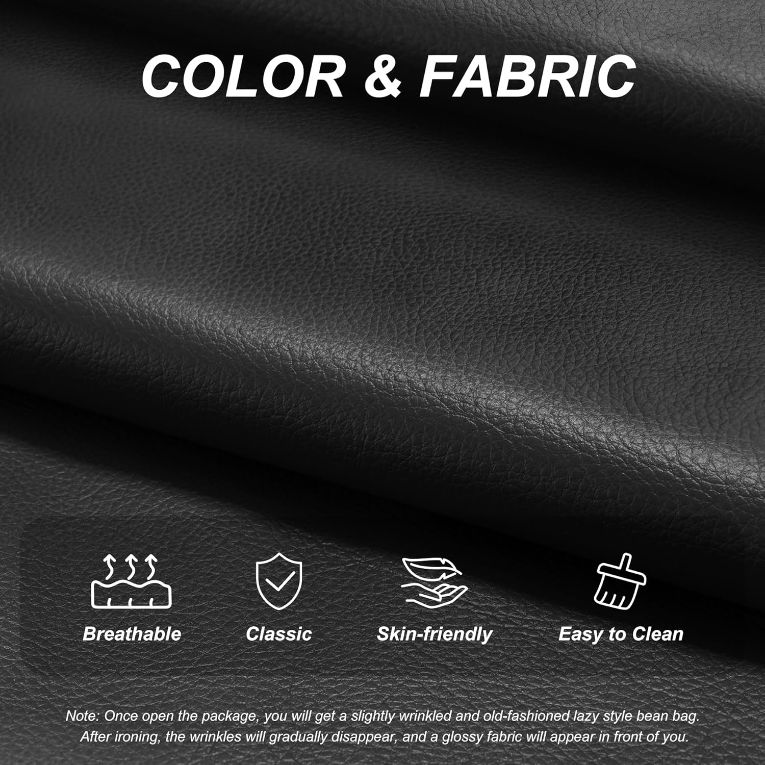 Hobestluk Giant Bean Bag Chair Memory Foam Faux Leather Floor Sofa for Adults