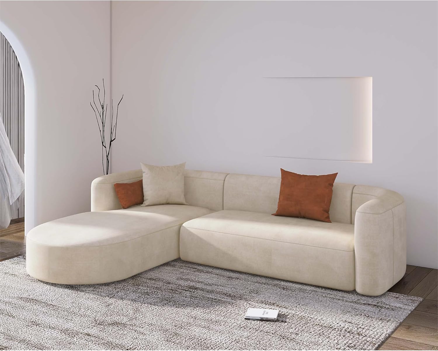 Acanva Luxury Velvet Sofa 3 Seater Modern Curved Back Couch for Living Room