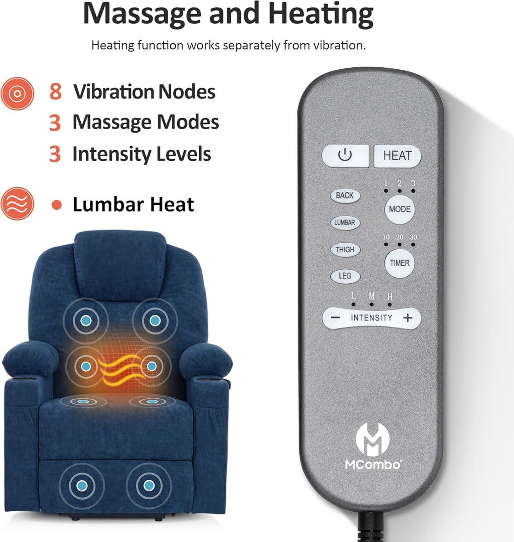 MCombo Power Lift Recliner Chair for Elderly with Heat Massage USB Cup Holders