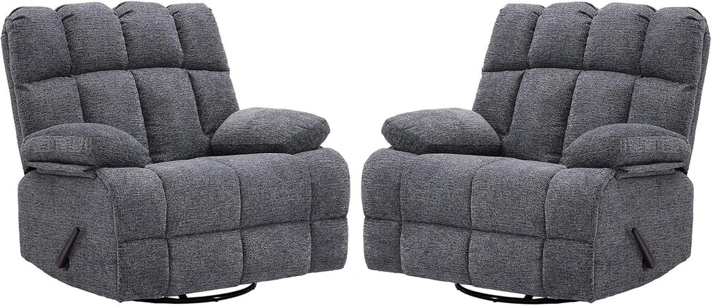 Eiayeebil Oversized Swivel Rocker Recliner Chair Extra Wide Manual Recliner