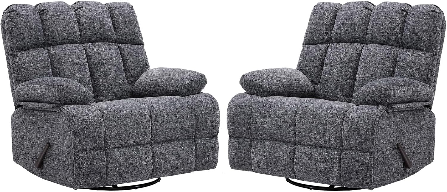 Eiayeebil Oversized Swivel Rocker Recliner Chair Extra Wide Manual Recliner