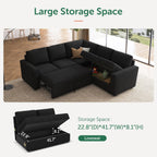 HONBAY Modular L Shaped Sectional Sleeper Sofa with Storage Pull Out Bed