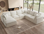 ohllob 110" Cloud Sectional Sofa L Shape Modular Couch with Ottoman 3 Seater
