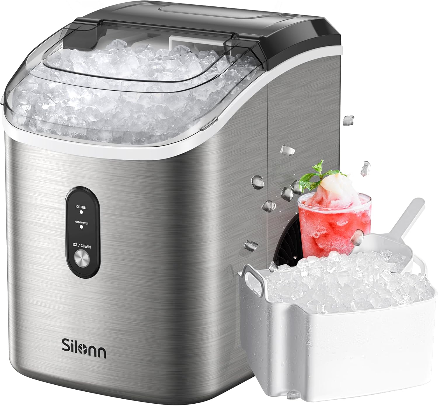 Silonn Nugget Ice Maker Countertop 33lbs Daily Soft Chewable Ice Machine