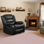 PrimeZone Oversized Rocker Recliner Chair Faux Leather Manual Reclining Brown