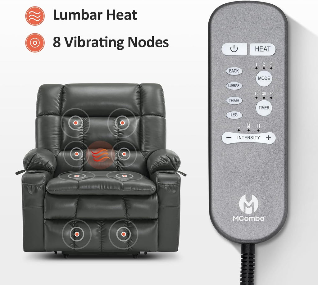 MCombo Dual Motor Power Lift Recliner Chair for Elderly with Heat Massage USB