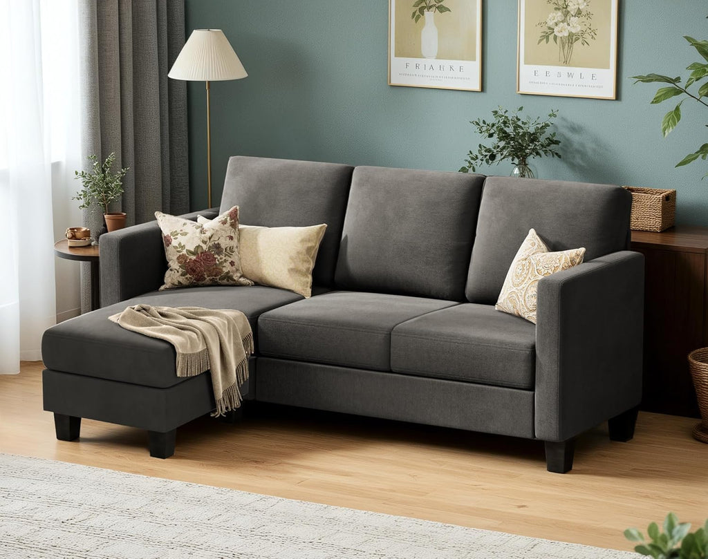 VICTONE Convertible L Shaped Sectional Sofa Couch 3 Seat with Ottoman