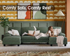 Furmax U-Shaped Sectional Sofa Couch 4 Seat Linen Fabric Double Chaise