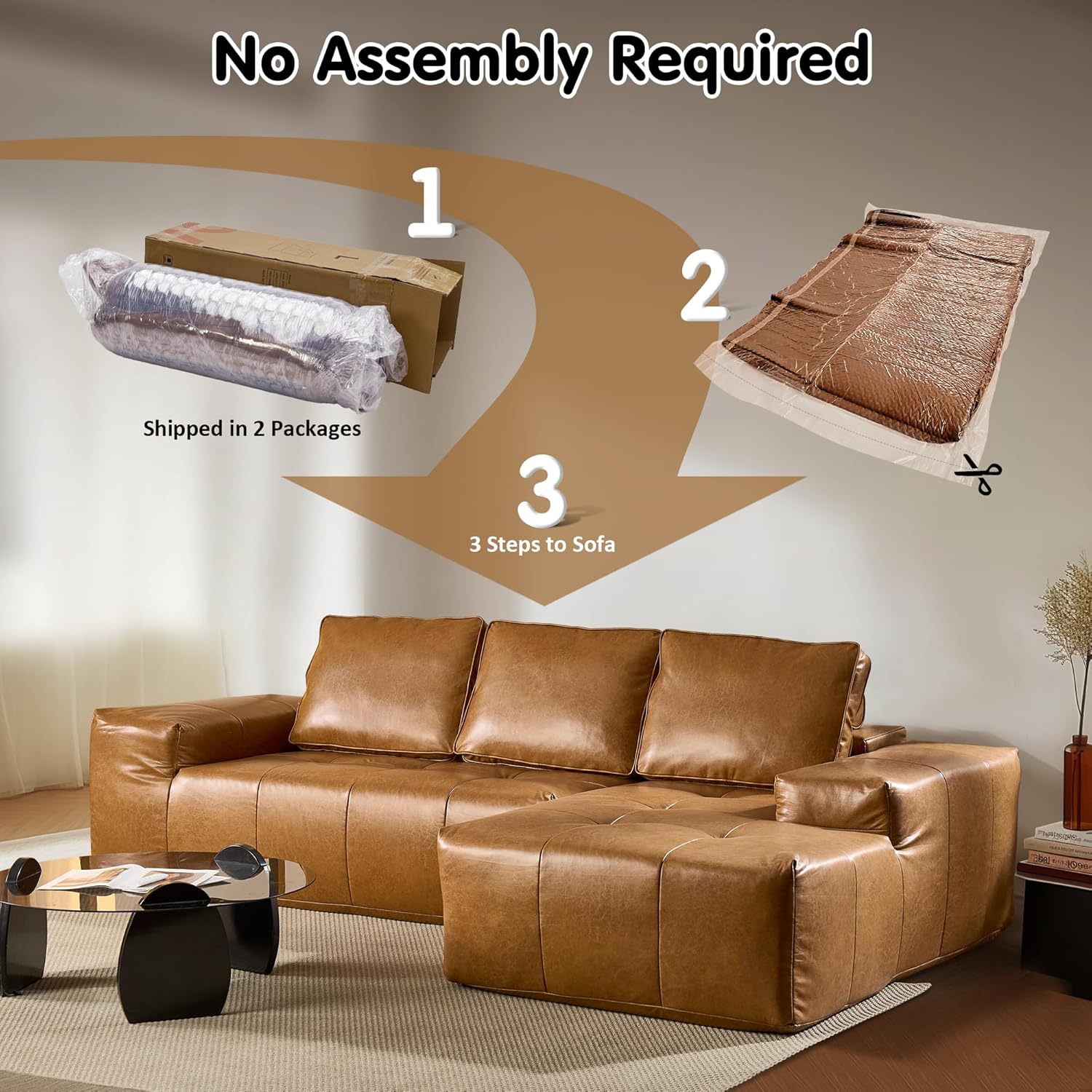 ovios Cloud Sectional Couch with L Shape Chaise Modern Modular Sofa