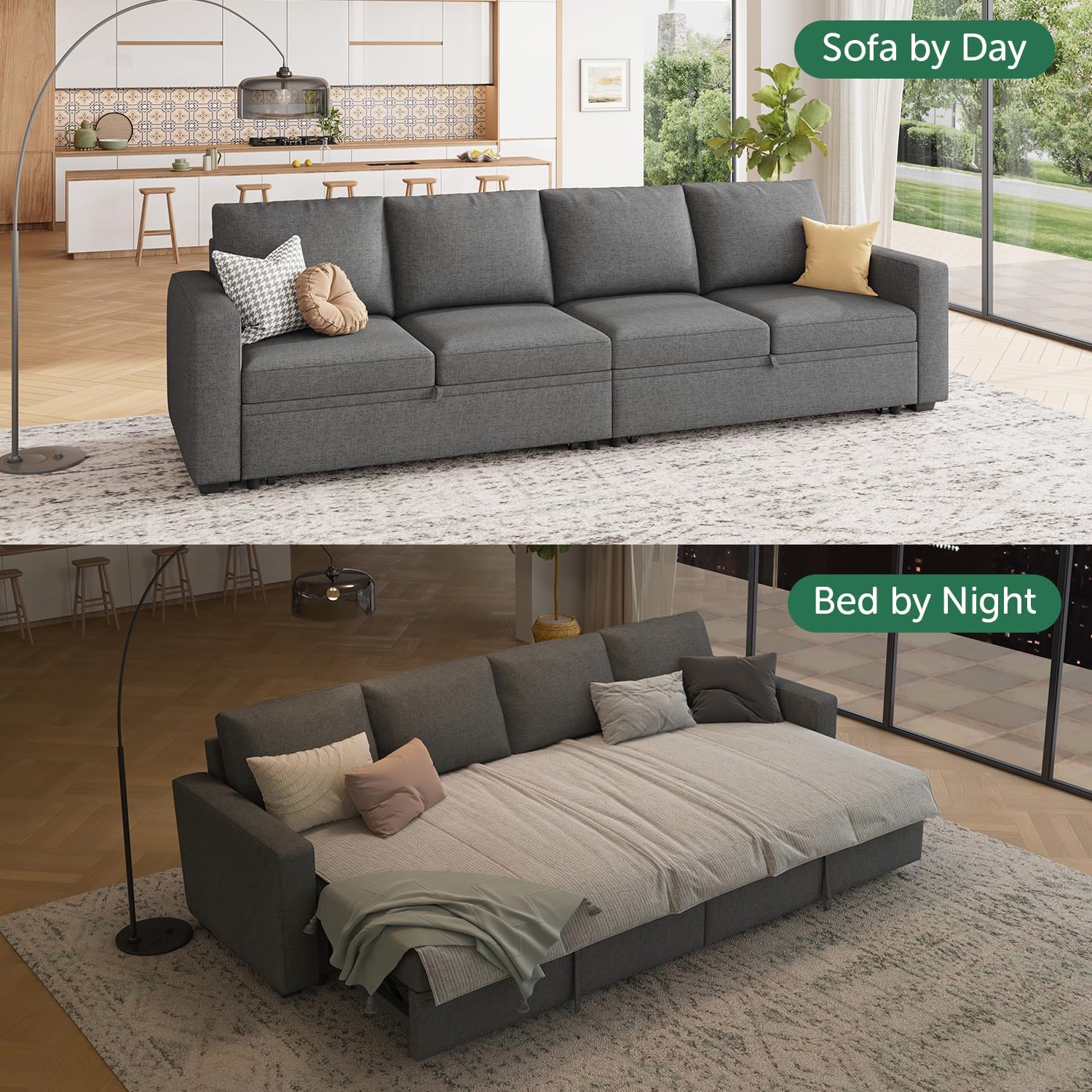 HONBAY Modular Sectional Sleeper Sofa L Shaped Couch with Pull Out Bed