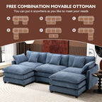 Ihanherry U Shaped Modular Cloud Sofa 5 Seat Chenille Sectional with Ottoman