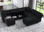 Belffin Velvet Modular Sectional Sofa with Ottoman Sleeper Bed Storage