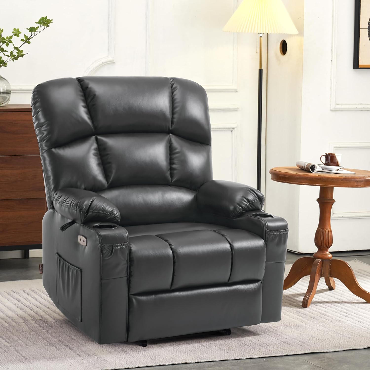 MCombo Large Power Lift Recliner Chair with Dual Motor Massage Heat Faux Leather
