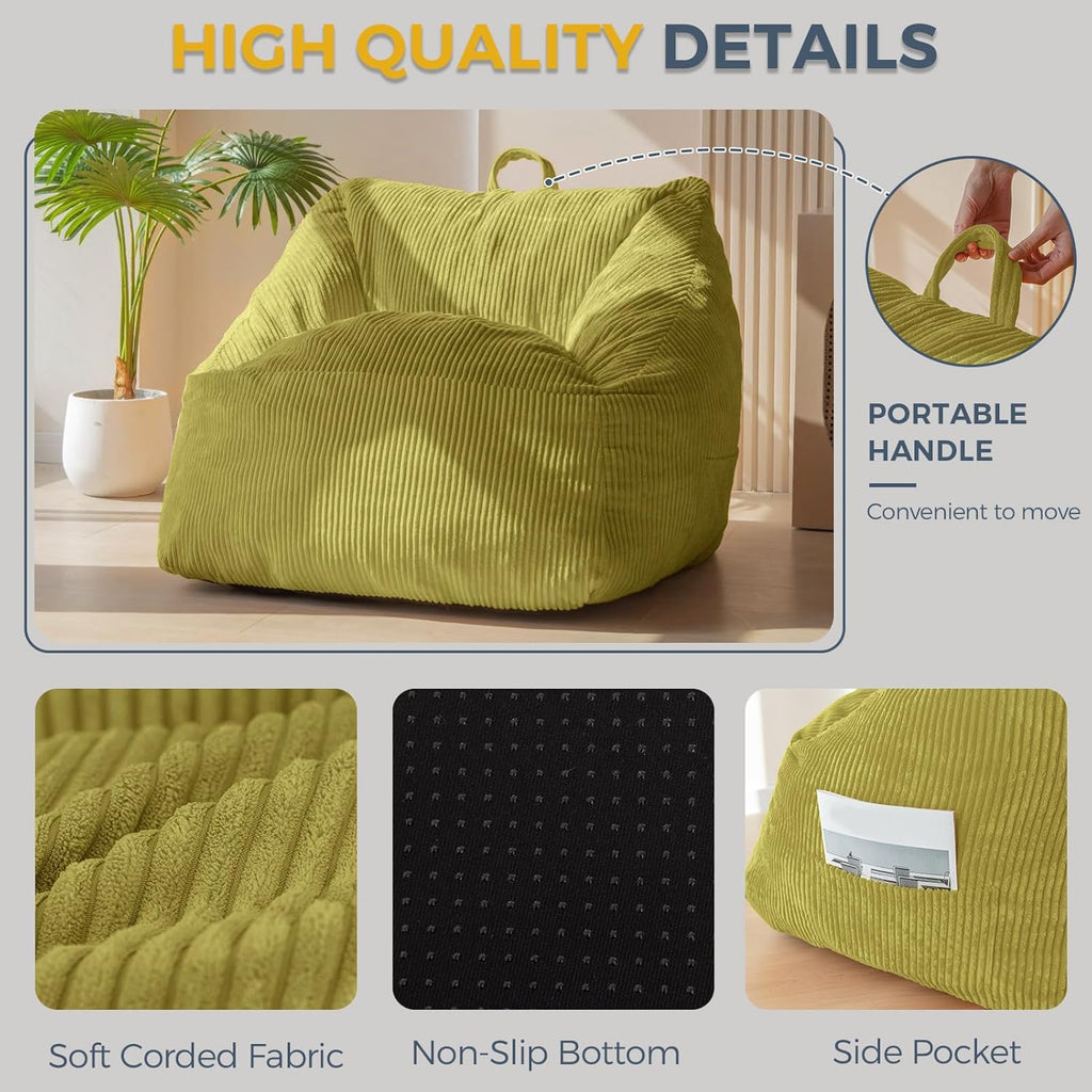MAXYOYO Bean Bag Chair with Handle and Pocket for Adults Kids Teens