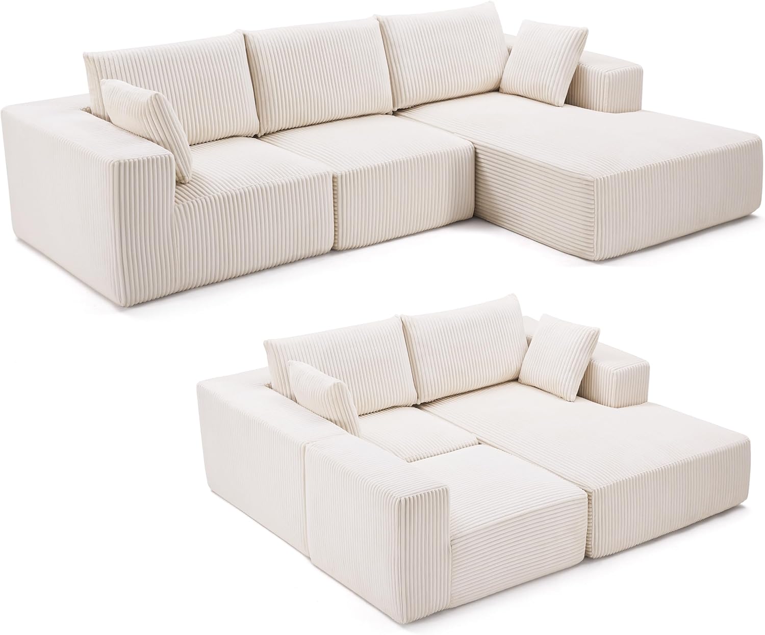 Weture 108" Modular Sectional Sofa Deep Seat Cloud L-Shape Couch with Chaise
