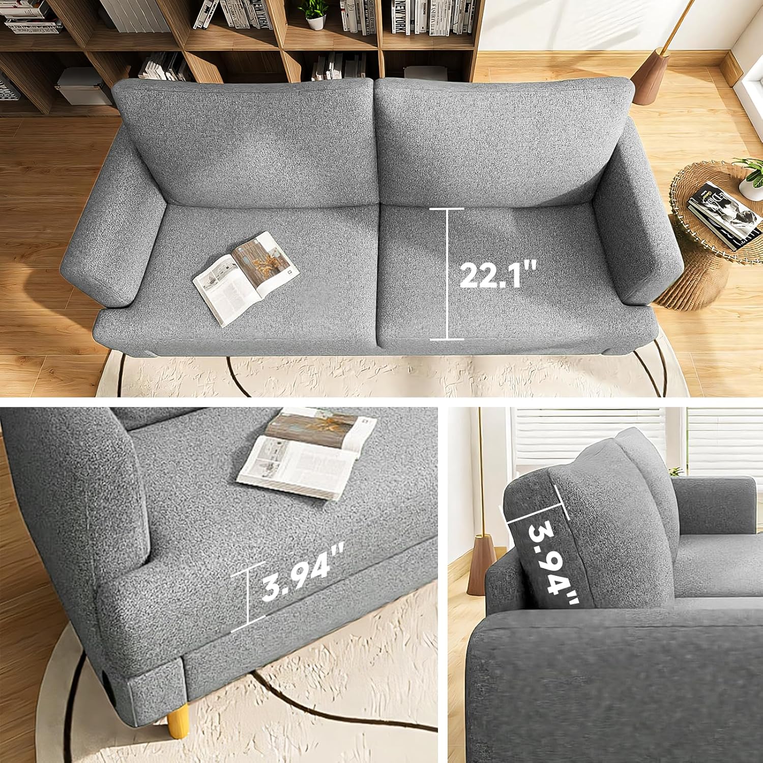 Loveseat Sofa Couch USB Ports 2 Seater Deep Seating Small Couch
