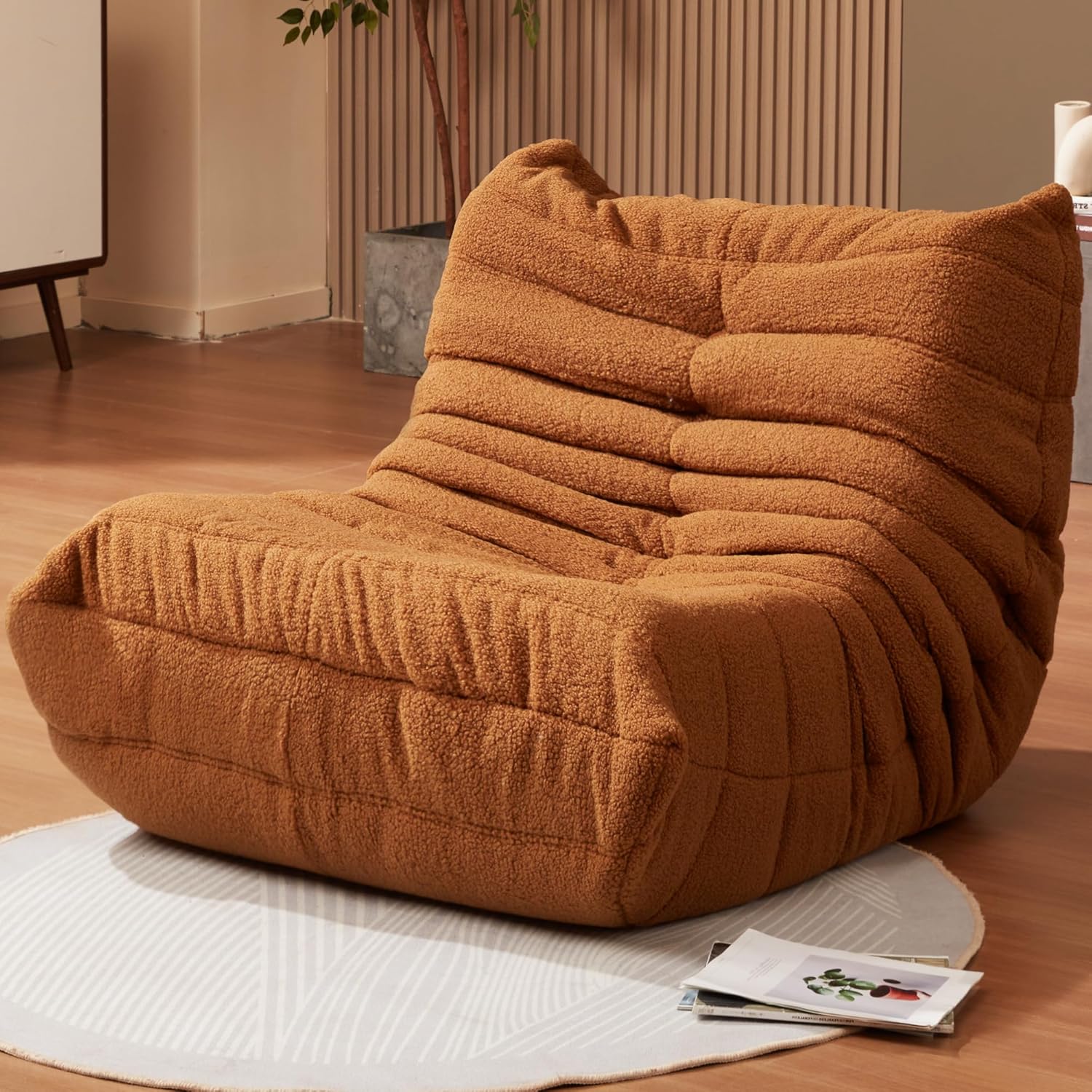 Hobestluk Giant Bean Bag Chair Memory Foam Faux Fur Sofa for Living Room